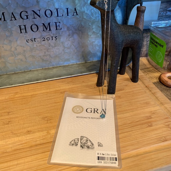 RARE Glacier Blue 2 Carat Moissanite Necklace - Picture 2 of 8